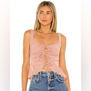 REVOLVE Majorelle Tie Front Aadi Blouse Top Sleeveless Women's Mauve Size Medium